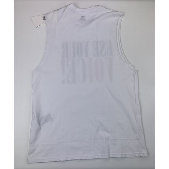 Levi's Mens Women‎ Large L Pride Logo "Use Your Voice!" LGBTQ White Tank Top NWT - Picture 3 of 9